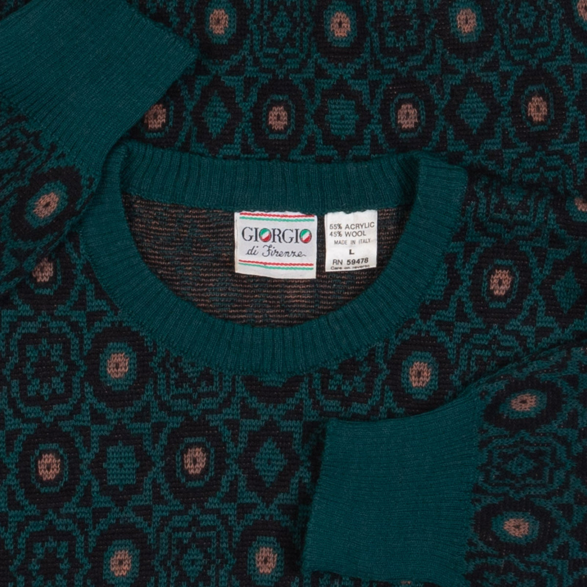 WOMEN'S VINTAGE 1990S PATTERNED KNITTED JUMPER - LARGE