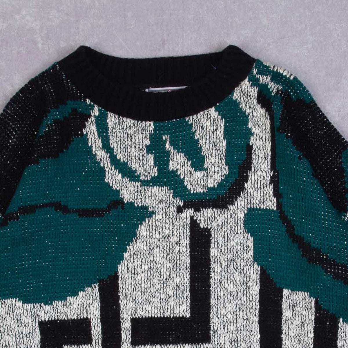 WOMEN'S VINTAGE 1990S PATTERNED KNITTED JUMPER - X-LARGE