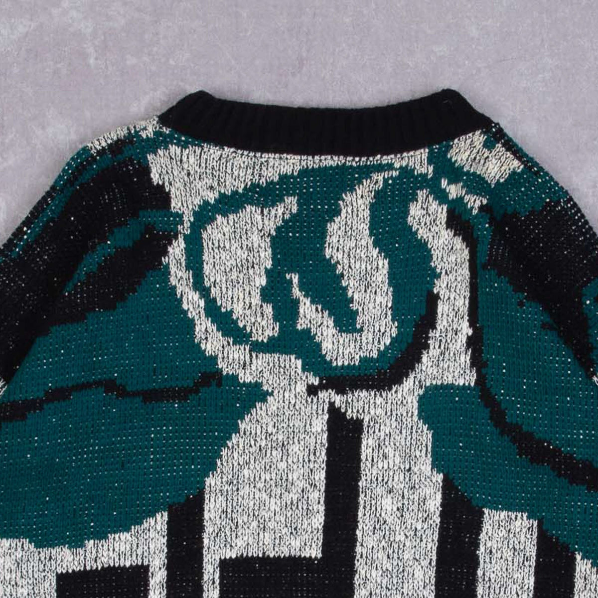 WOMEN'S VINTAGE 1990S PATTERNED KNITTED JUMPER - X-LARGE