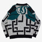 WOMEN'S VINTAGE 1990S PATTERNED KNITTED JUMPER - X-LARGE
