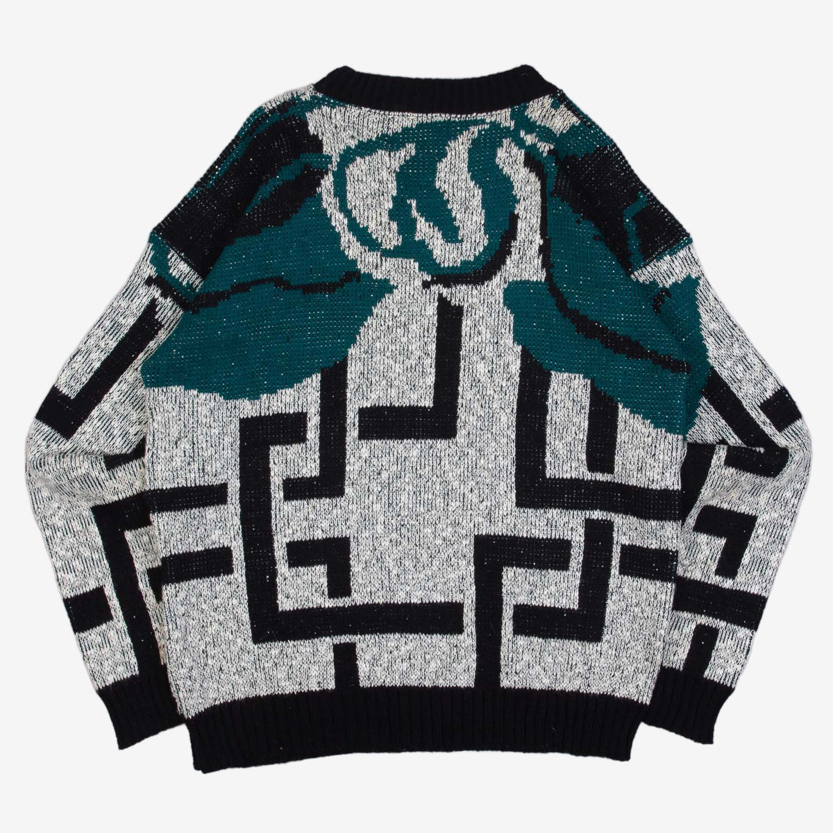 WOMEN'S VINTAGE 1990S PATTERNED KNITTED JUMPER - X-LARGE