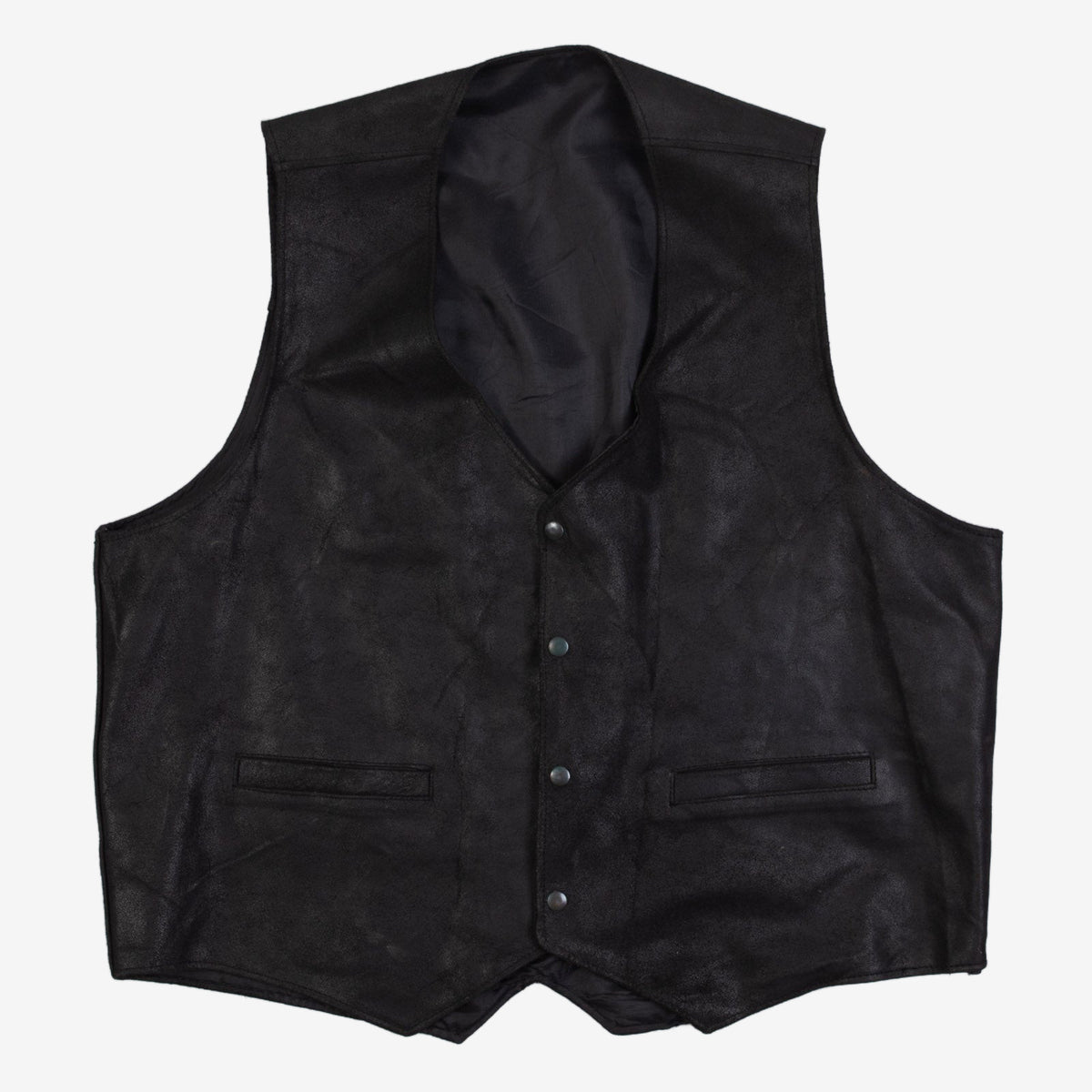 MEN'S VINTAGE 1990S LEATHER GILET VEST JACKET - X-LARGE