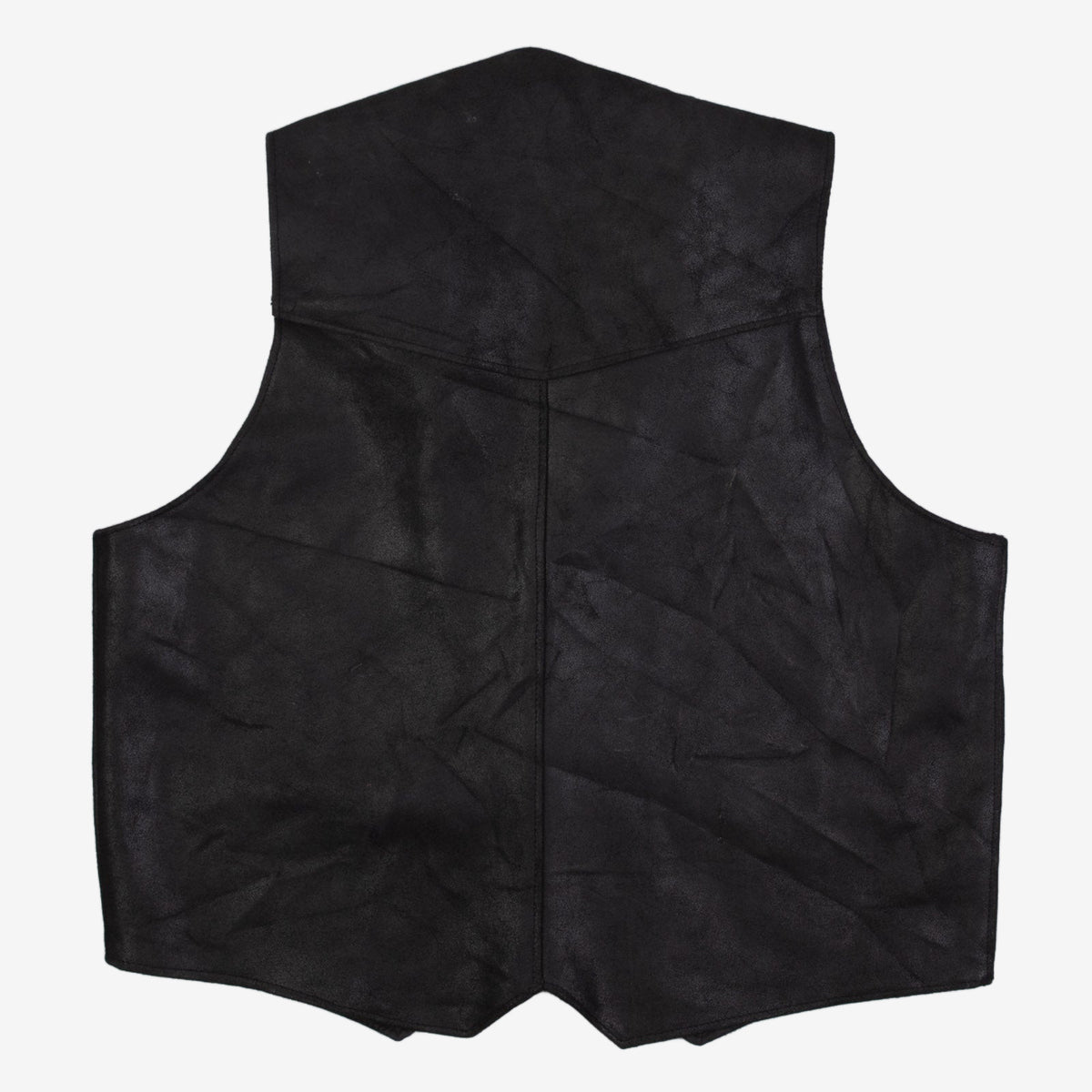 MEN'S VINTAGE 1990S LEATHER GILET VEST JACKET - X-LARGE