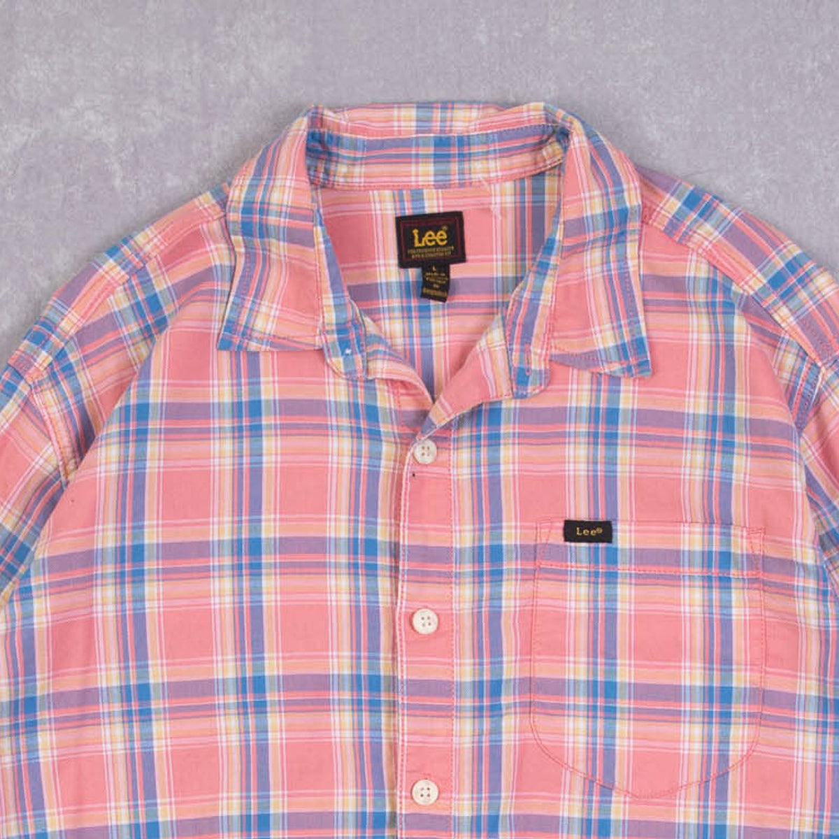 MEN'S VINTAGE 1990S LEE CHECKED LONG SLEEVE SHIRT - LARGE