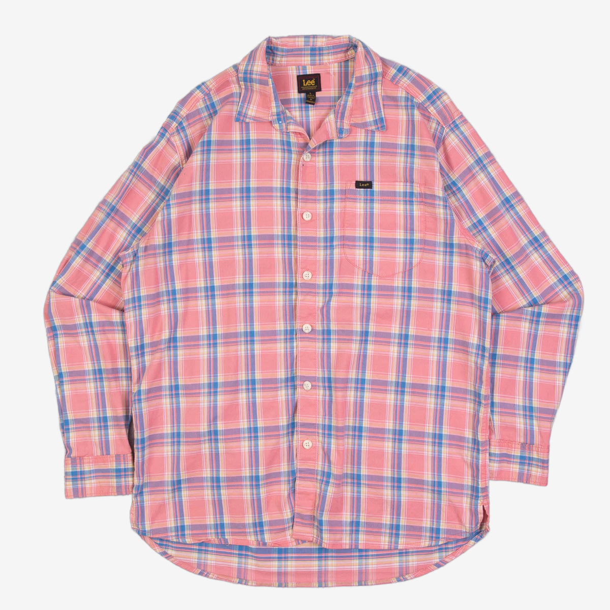 MEN'S VINTAGE 1990S LEE CHECKED LONG SLEEVE SHIRT - LARGE