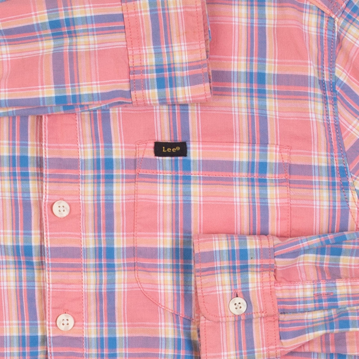 MEN'S VINTAGE 1990S LEE CHECKED LONG SLEEVE SHIRT - LARGE