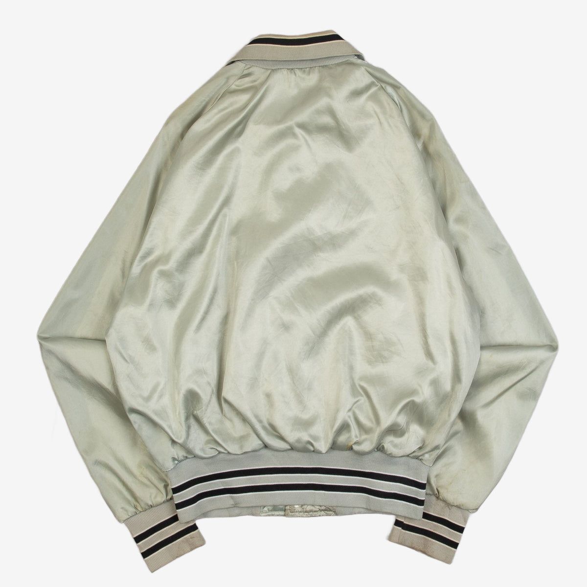MEN'S VINTAGE 1990S VARSITY SATIN BOMBER JACKET - SMALL
