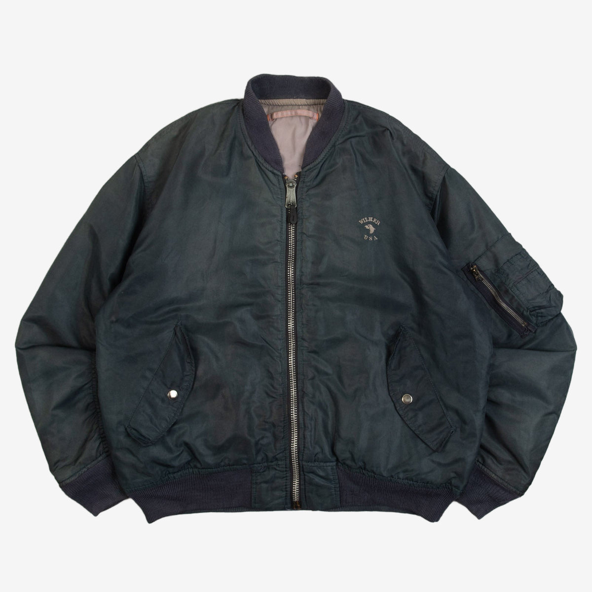 MEN'S VINTAGE 1980S MA1 FLIGHT BOMBER JACKET - LARGE