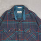 MEN'S VINTAGE 1980S SEARS WOOL CHECKED SHIRT - X-LARGE
