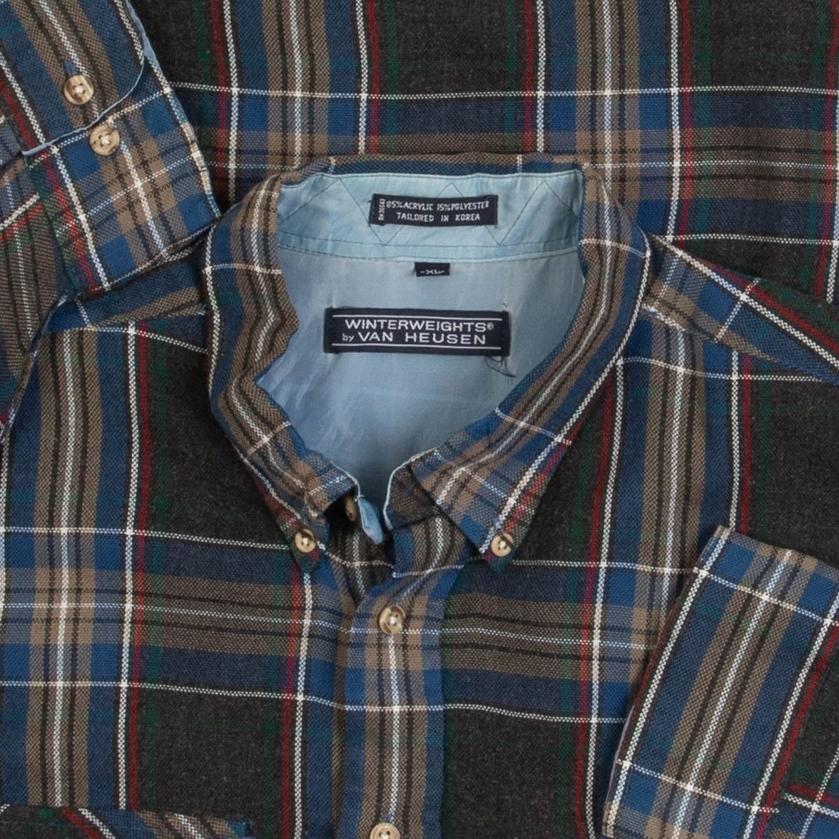 MEN'S VINTAGE 1990S WOOL STYLE CHECKED SHIRT - X-LARGE
