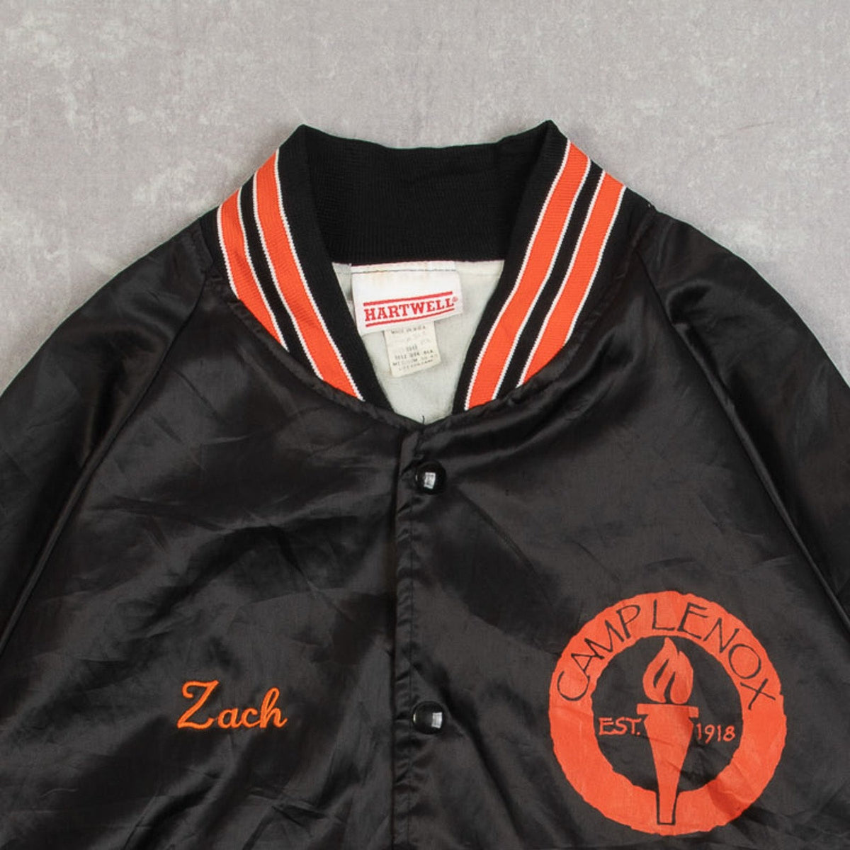 MEN'S VINTAGE 1980S CAMPLENOX SATIN BOMBER JACKET - MEDIUM