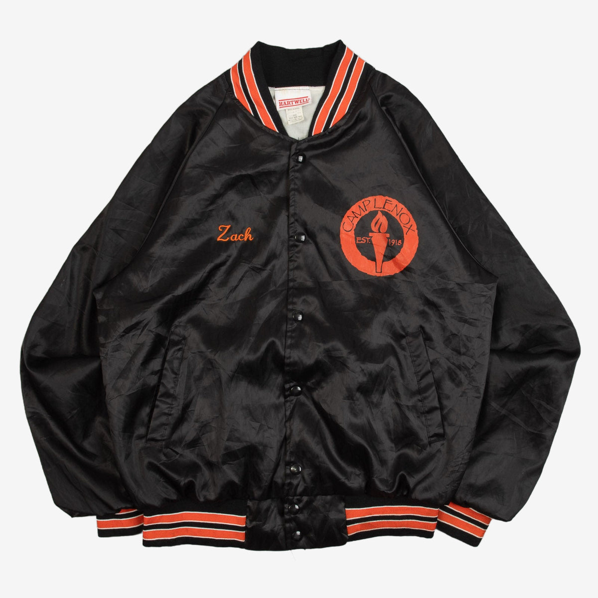 MEN'S VINTAGE 1980S CAMPLENOX SATIN BOMBER JACKET - MEDIUM