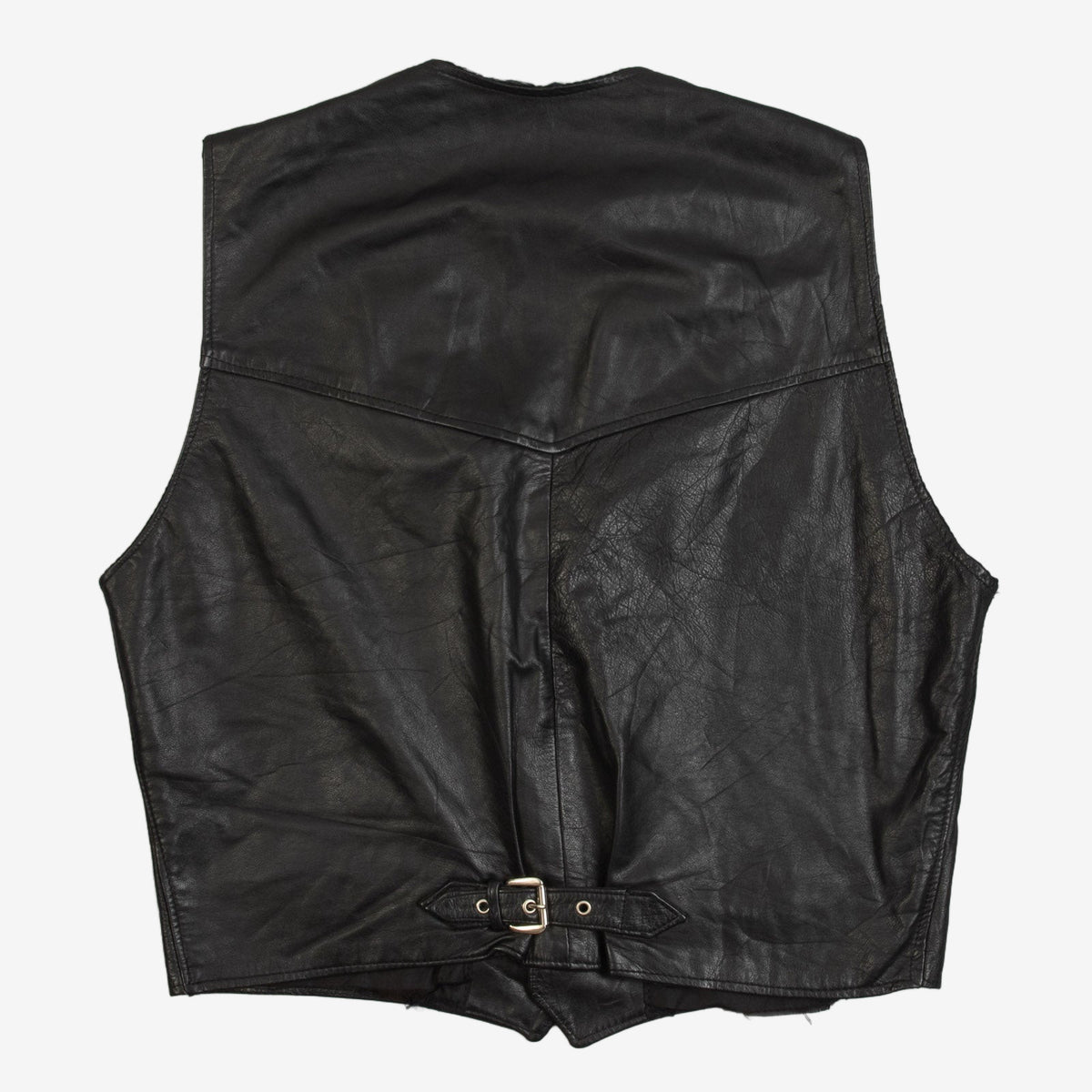 MEN'S VINTAGE 1980S LEATHER WESTERN VEST JACKET - MEDIUM