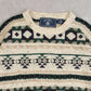 MEN'S VINTAGE 1990S STRUCTURED PATTERNED KNITTED JUMPER - LARGE