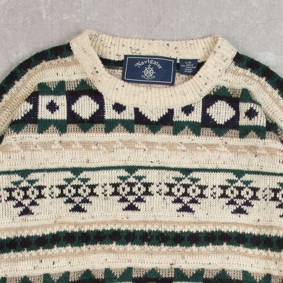 MEN'S VINTAGE 1990S STRUCTURED PATTERNED KNITTED JUMPER - LARGE