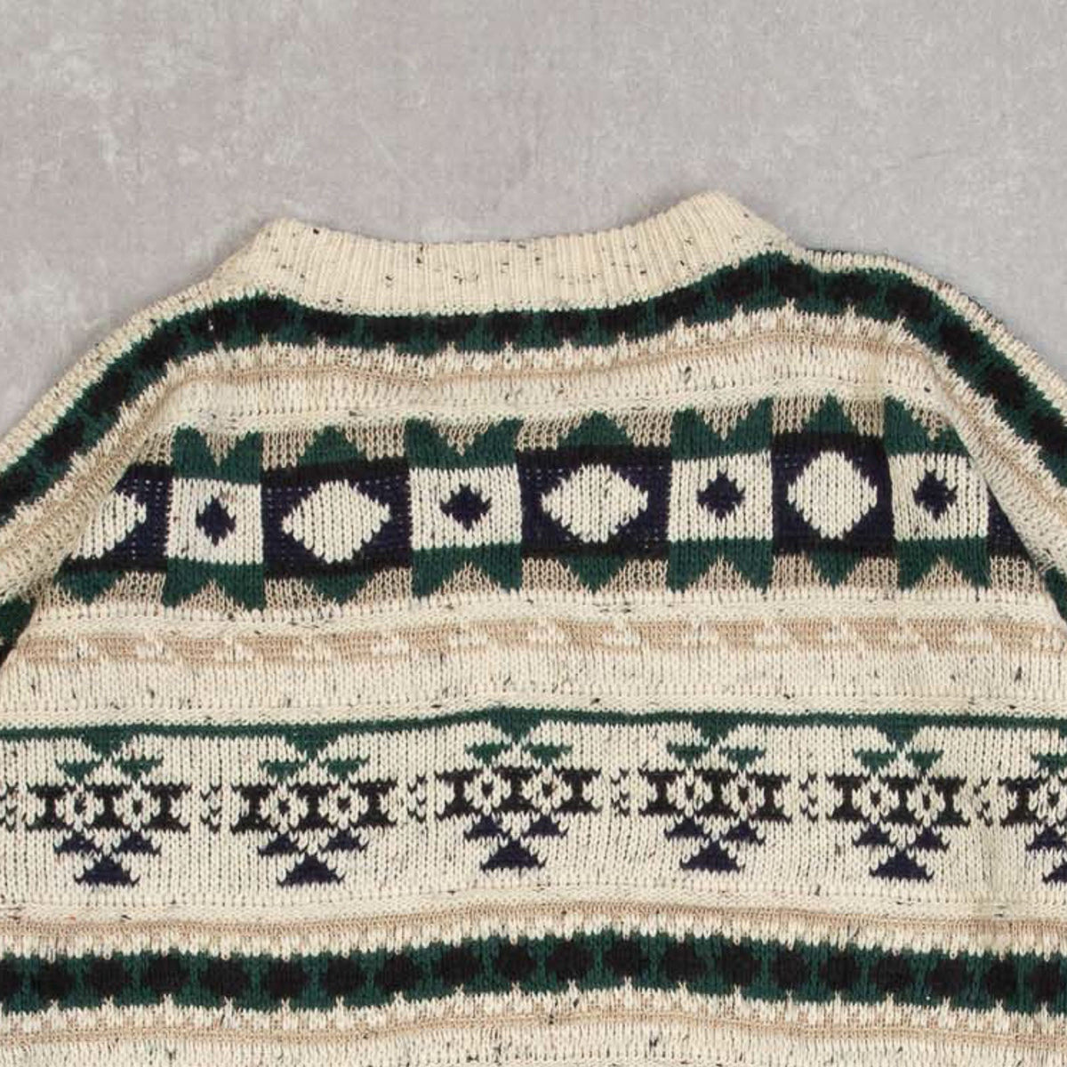 MEN'S VINTAGE 1990S STRUCTURED PATTERNED KNITTED JUMPER - LARGE