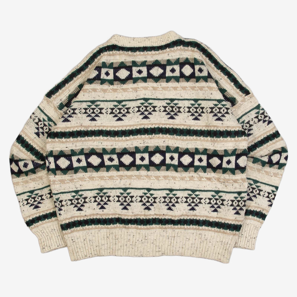 MEN'S VINTAGE 1990S STRUCTURED PATTERNED KNITTED JUMPER - LARGE