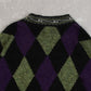 MEN'S VINTAGE 1990S ARGYLE PATTERNED KNITTED CARDIGAN - MEDIUM
