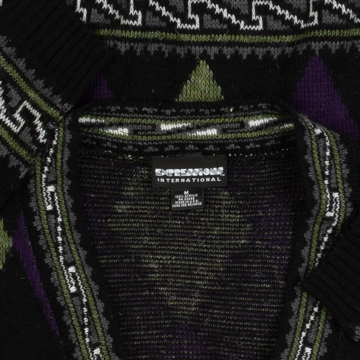 MEN'S VINTAGE 1990S ARGYLE PATTERNED KNITTED CARDIGAN - MEDIUM