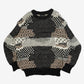 MEN'S VINTAGE 1990S PATTERNED KNITTED JUMPER - LARGE