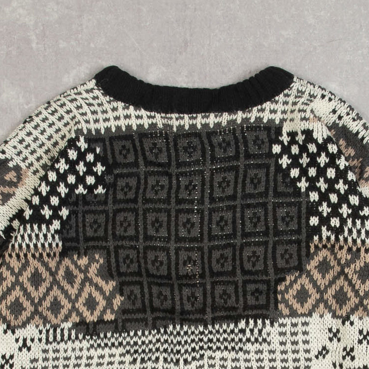 MEN'S VINTAGE 1990S PATTERNED KNITTED JUMPER - LARGE