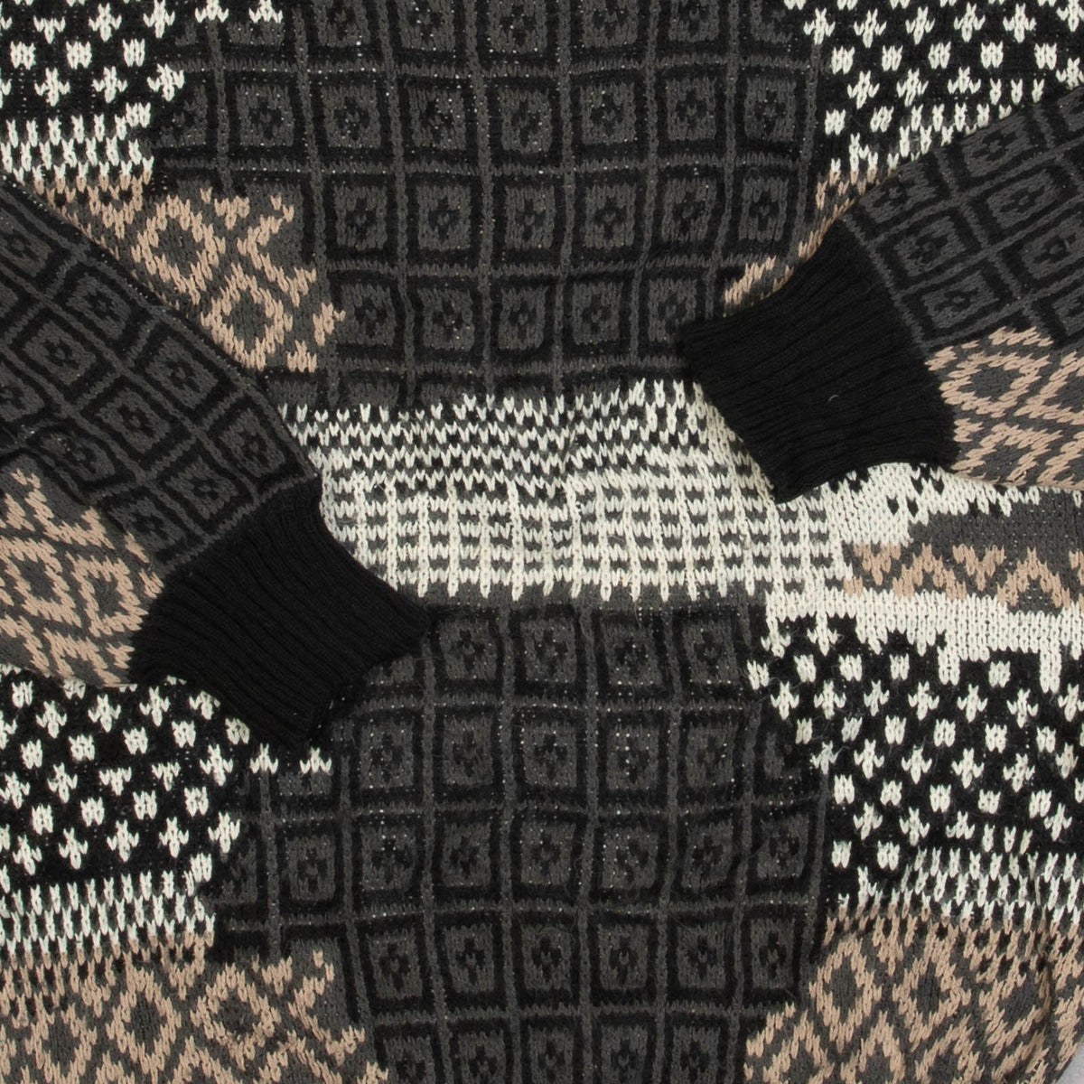 MEN'S VINTAGE 1990S PATTERNED KNITTED JUMPER - LARGE