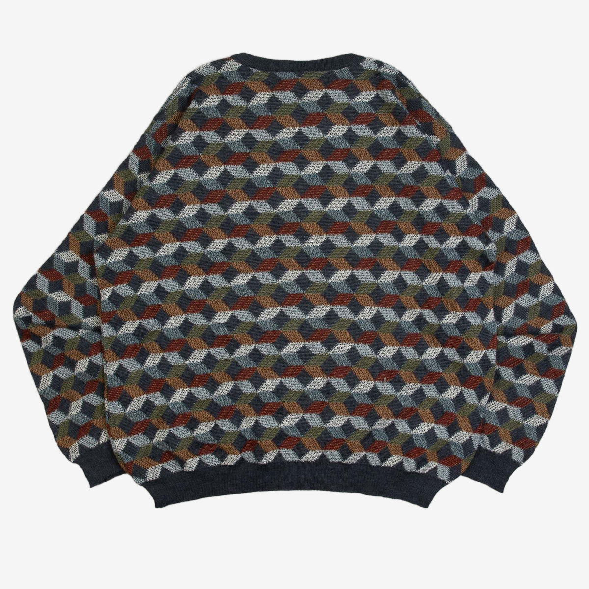 MEN'S VINTAGE 1990S PATTERNED KNITTED JUMPER - X-LARGE