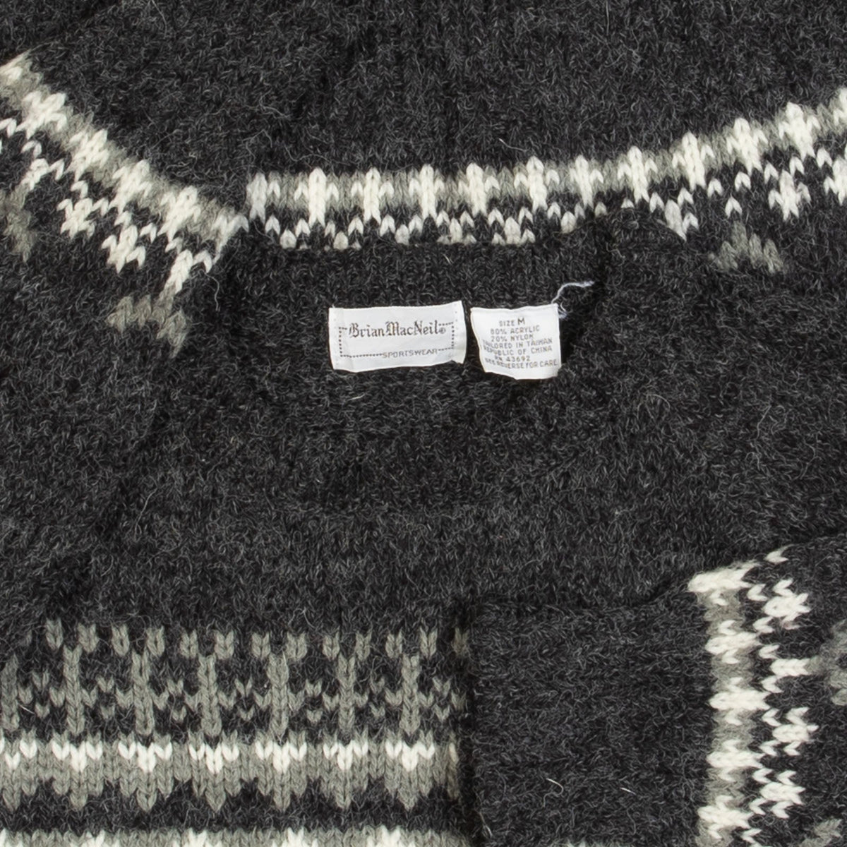 MEN'S VINTAGE 1990S PATTERNED KNITTED JUMPER - MEDIUM