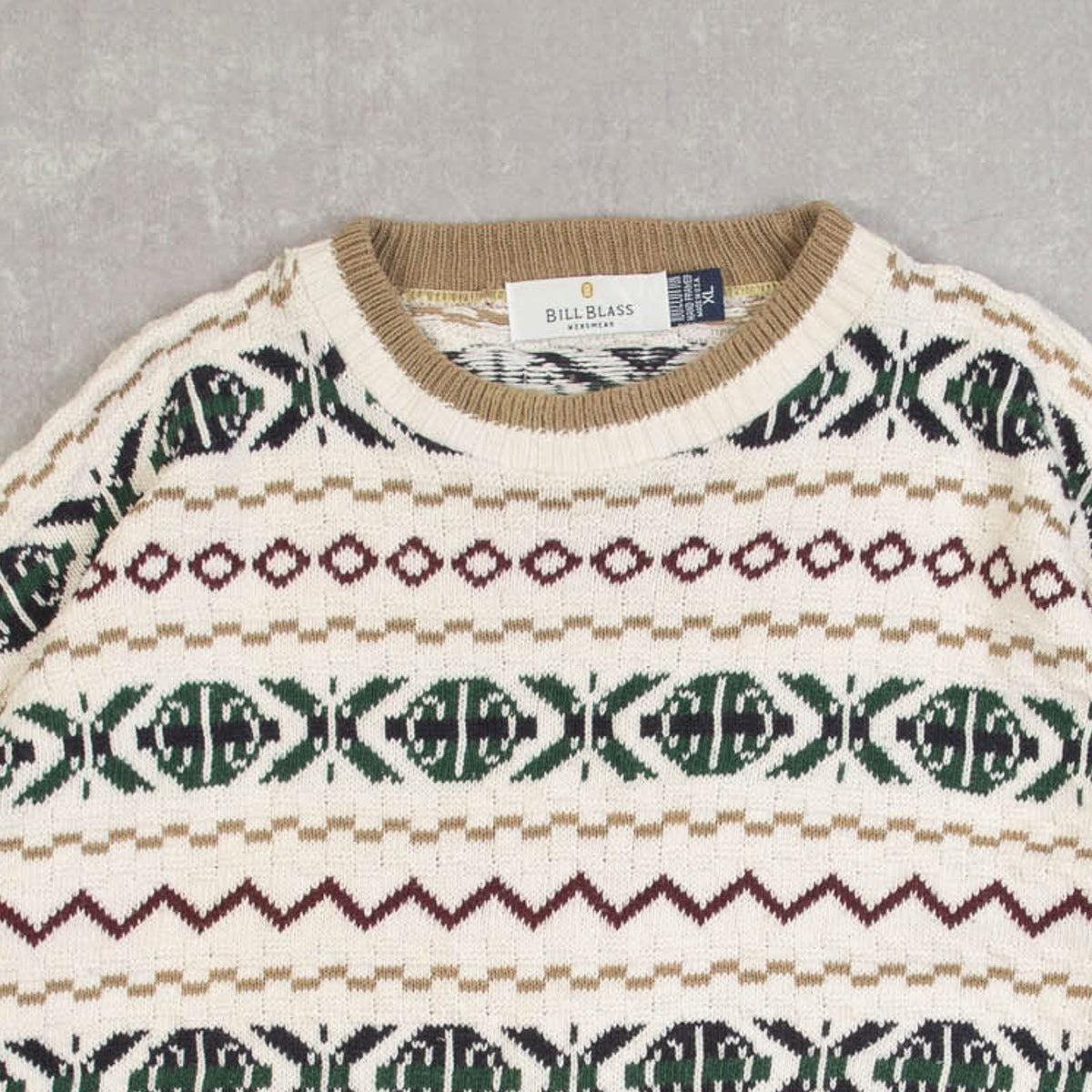 MEN'S VINTAGE 1990S STRUCTURED PATTERNED KNITTED JUMPER - X-LARGE