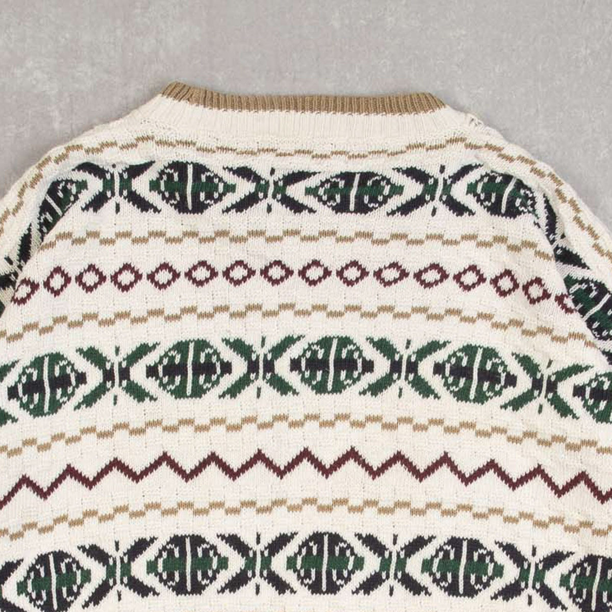 MEN'S VINTAGE 1990S STRUCTURED PATTERNED KNITTED JUMPER - X-LARGE