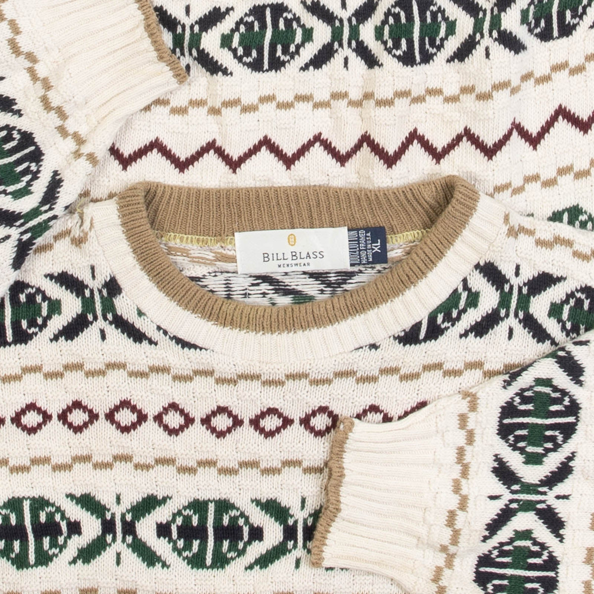 MEN'S VINTAGE 1990S STRUCTURED PATTERNED KNITTED JUMPER - X-LARGE