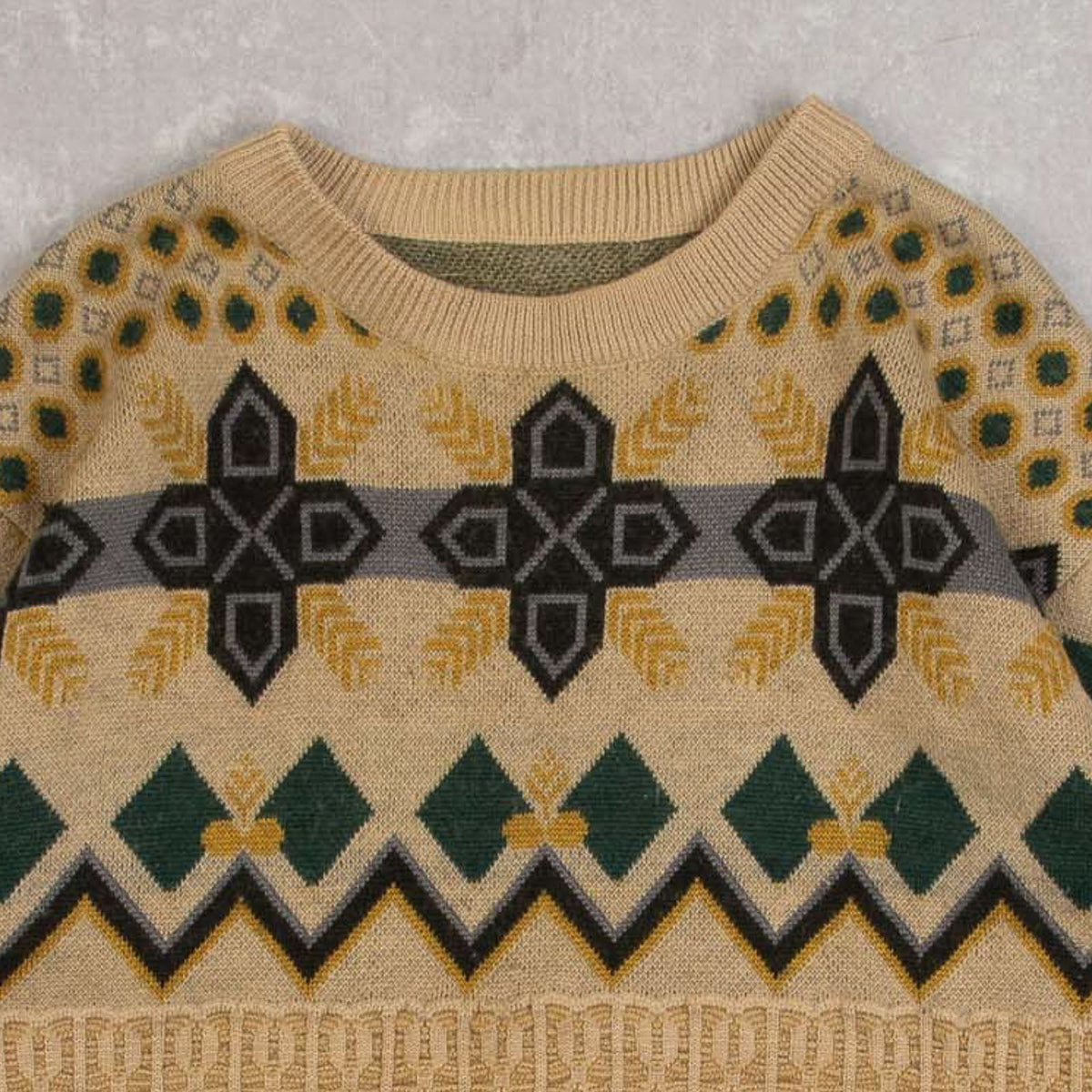 MEN'S VINTAGE 1990S STRUCTURED PATTERNED KNITTED JUMPER - MEDIUM
