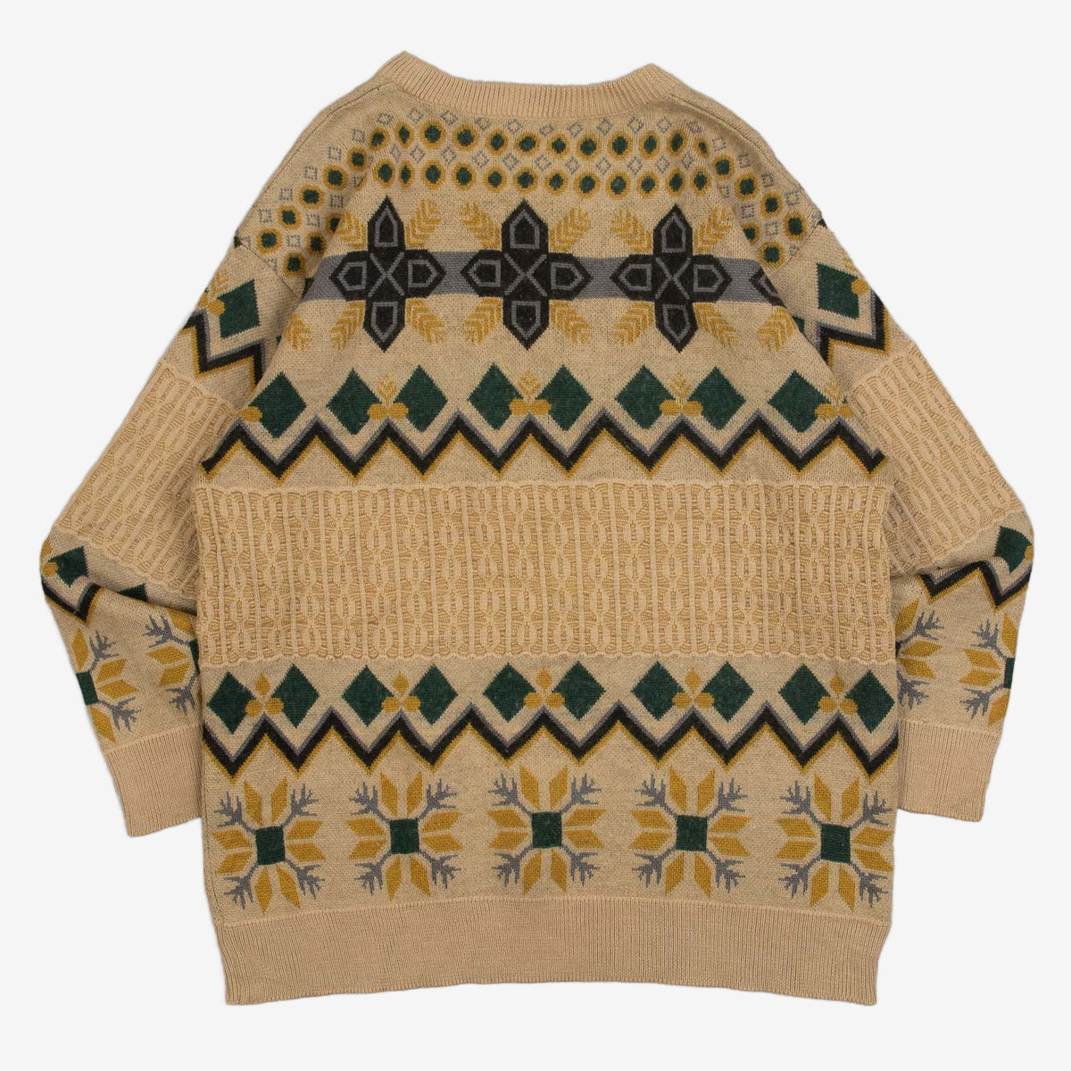 MEN'S VINTAGE 1990S STRUCTURED PATTERNED KNITTED JUMPER - MEDIUM