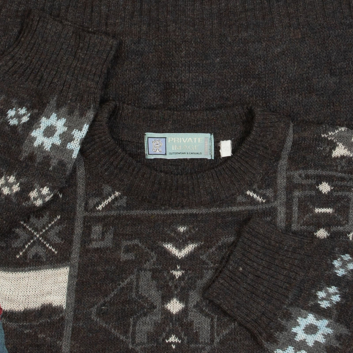 MEN'S VINTAGE 1980S PATTERNED GOLF KNITTED JUMPER - LARGE