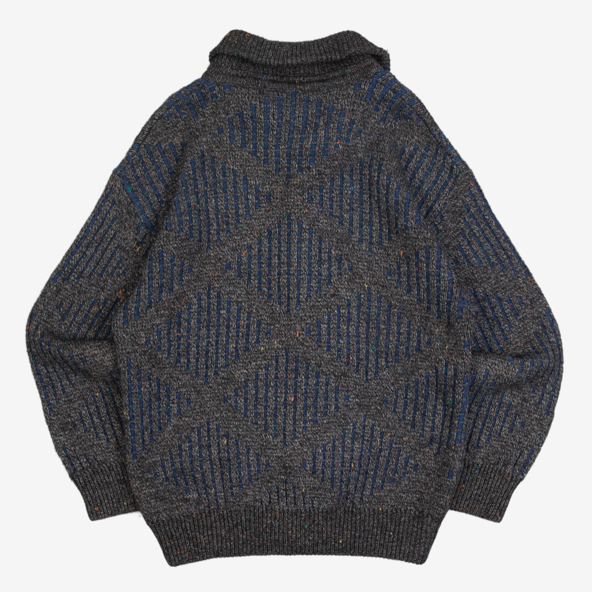 MEN'S VINTAGE 1980S RIBBED DIAMOND KNITTED CARDIGAN - MEDIUM