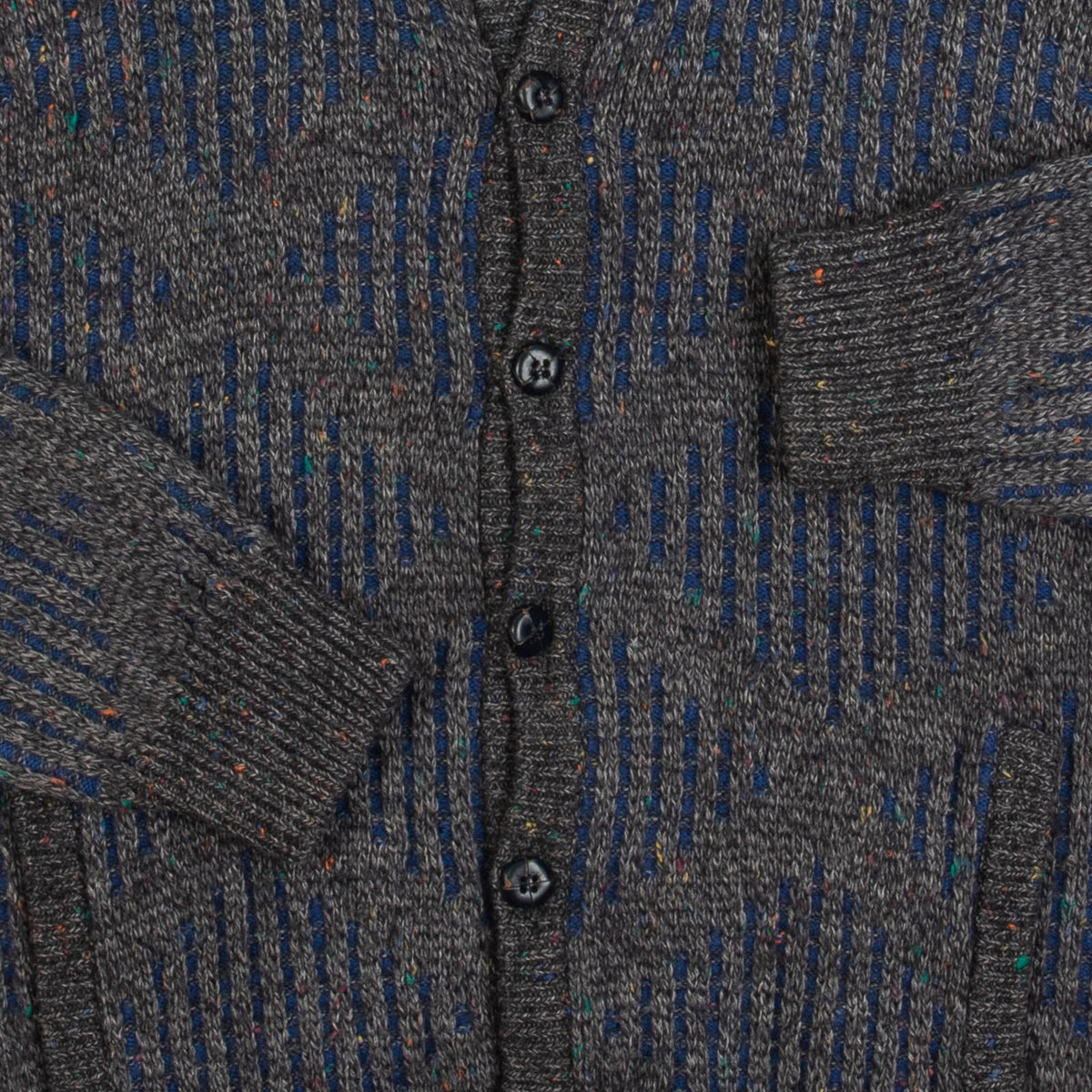 MEN'S VINTAGE 1980S RIBBED DIAMOND KNITTED CARDIGAN - MEDIUM