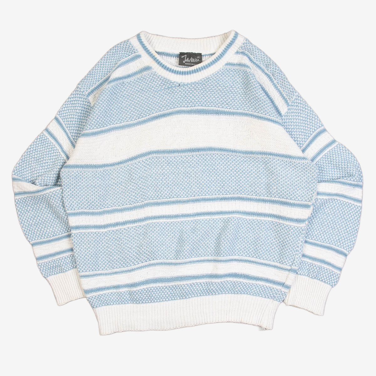 MEN'S VINTAGE 1990S STRIPED STRUCTURED KNITTED JUMPER - MEDIUM