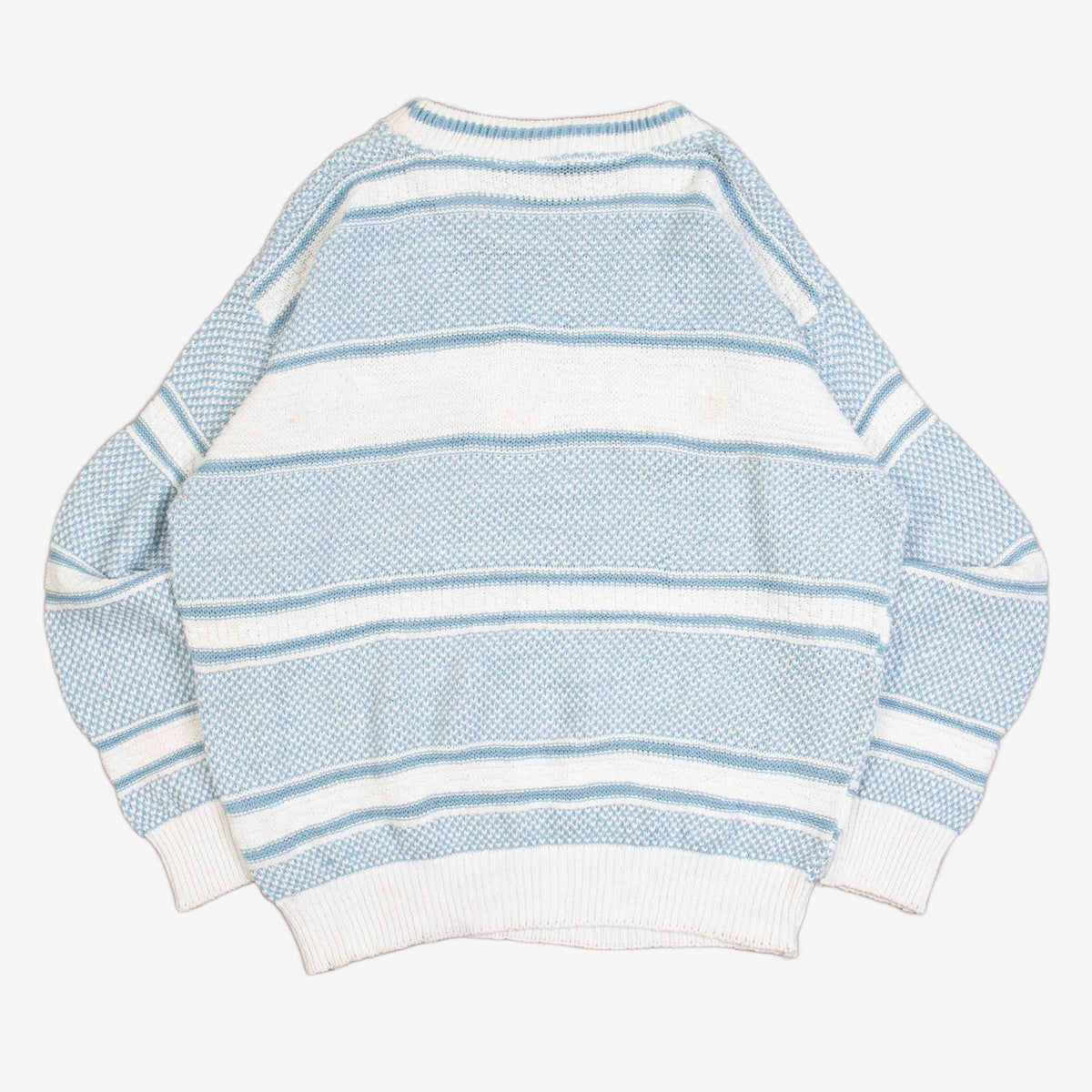 MEN'S VINTAGE 1990S STRIPED STRUCTURED KNITTED JUMPER - MEDIUM