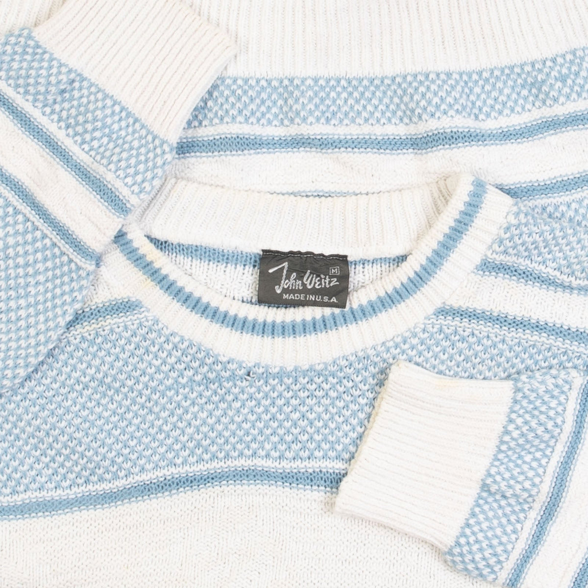 MEN'S VINTAGE 1990S STRIPED STRUCTURED KNITTED JUMPER - MEDIUM