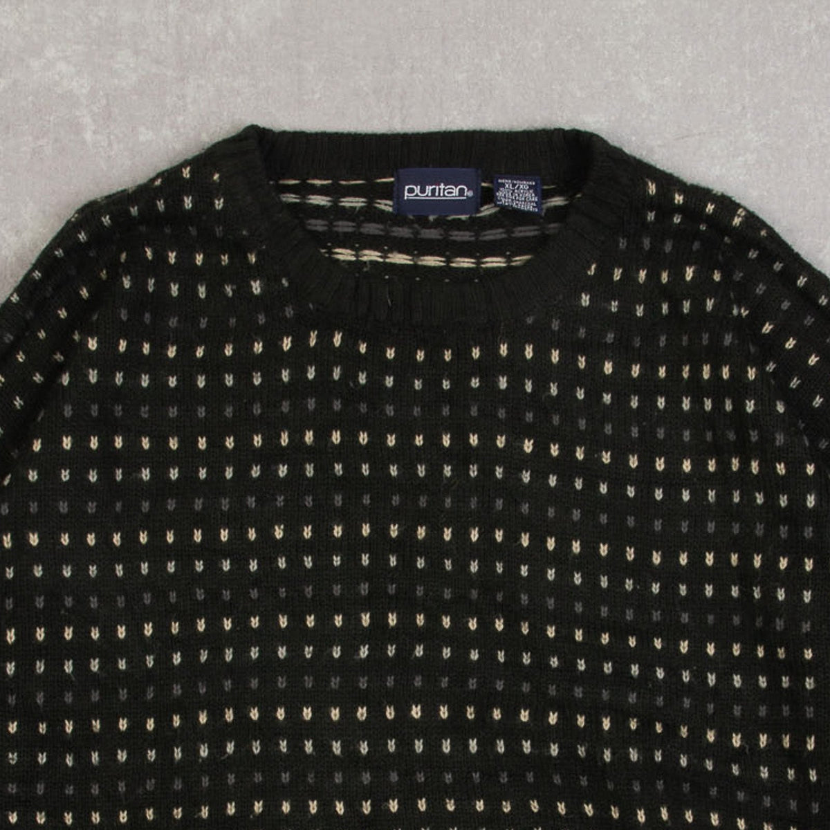 MEN'S VINTAGE 1990S DOTTED PATTERNED KNITTED JUMPER - X-LARGE