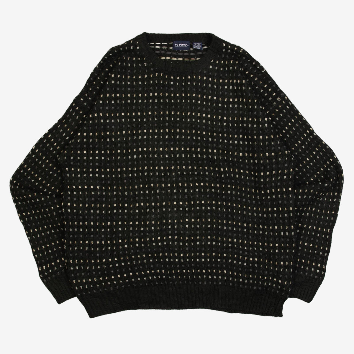 MEN'S VINTAGE 1990S DOTTED PATTERNED KNITTED JUMPER - X-LARGE
