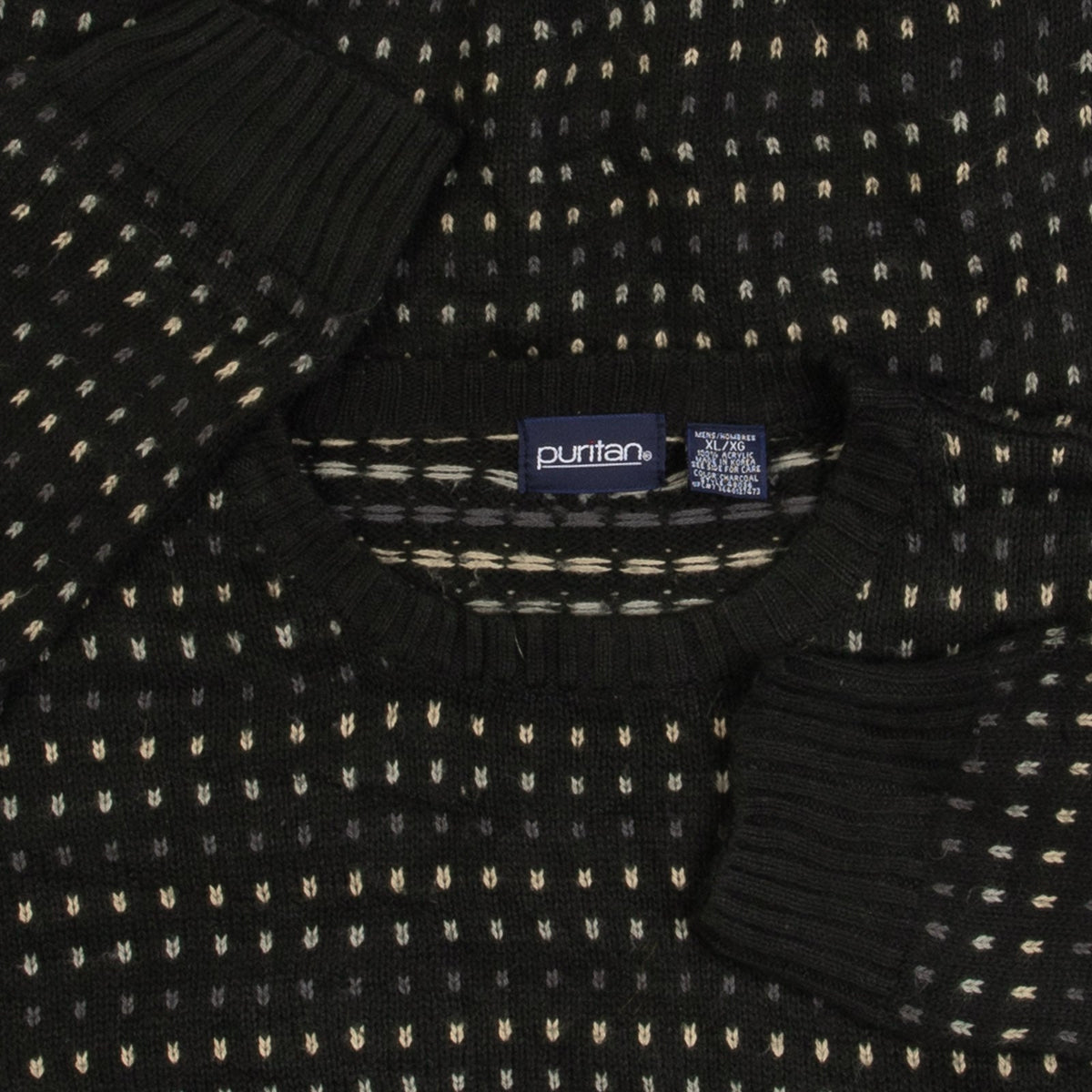 MEN'S VINTAGE 1990S DOTTED PATTERNED KNITTED JUMPER - X-LARGE