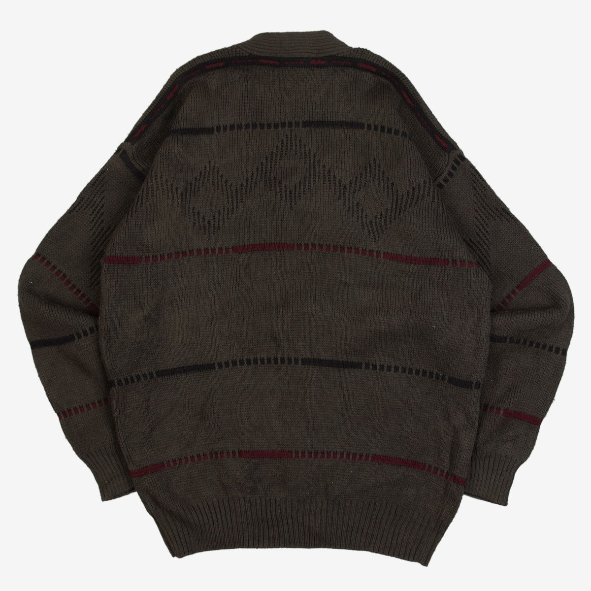 MEN'S VINTAGE 1990S STRIPED KNITTED CARDIGAN - MEDIUM