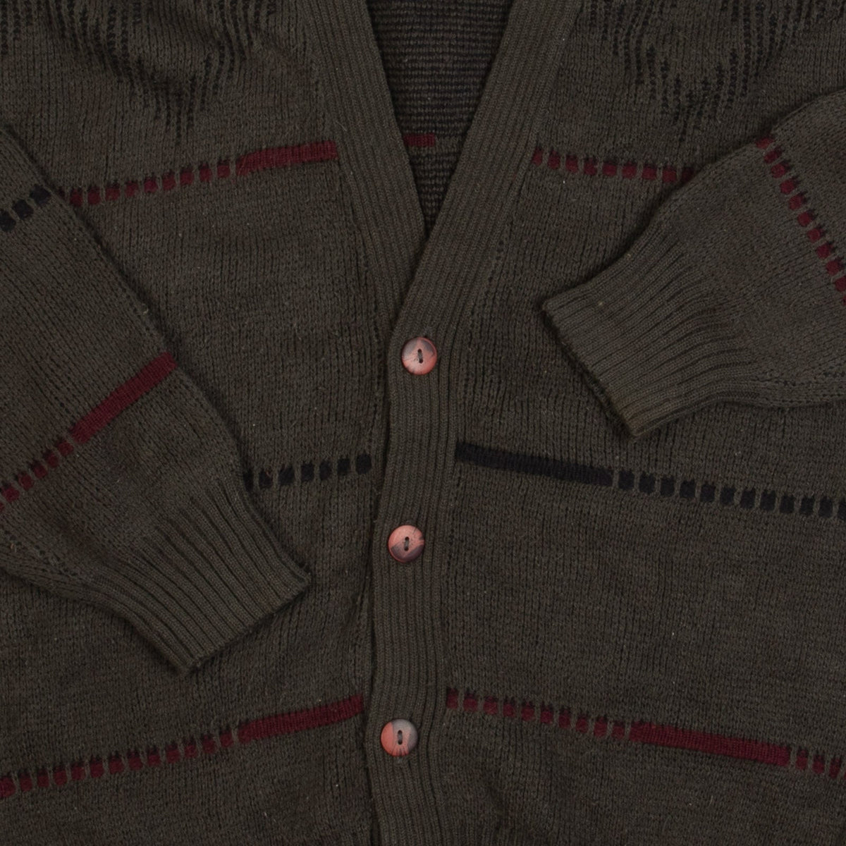 MEN'S VINTAGE 1990S STRIPED KNITTED CARDIGAN - MEDIUM