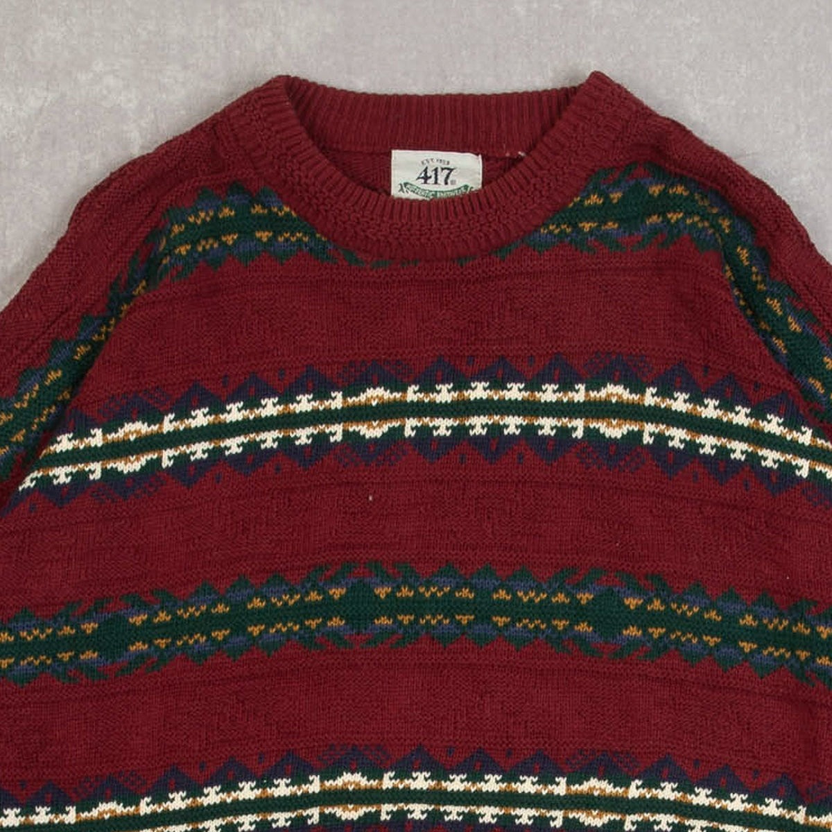 MEN'S VINTAGE 1990S STRIPED STRUCTURED KNITTED JUMPER - MEDIUM TALL