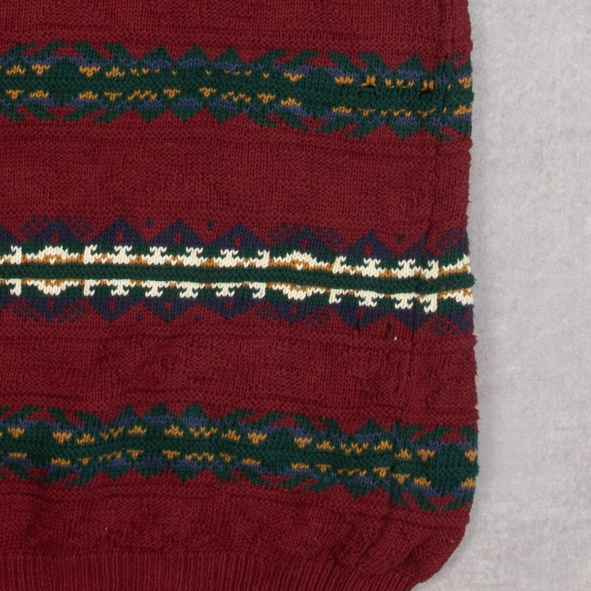 MEN'S VINTAGE 1990S STRIPED STRUCTURED KNITTED JUMPER - MEDIUM TALL