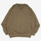 MEN'S VINTAGE 1990S PATTERNED V-NECK KNITTED JUMPER - XX-LARGE
