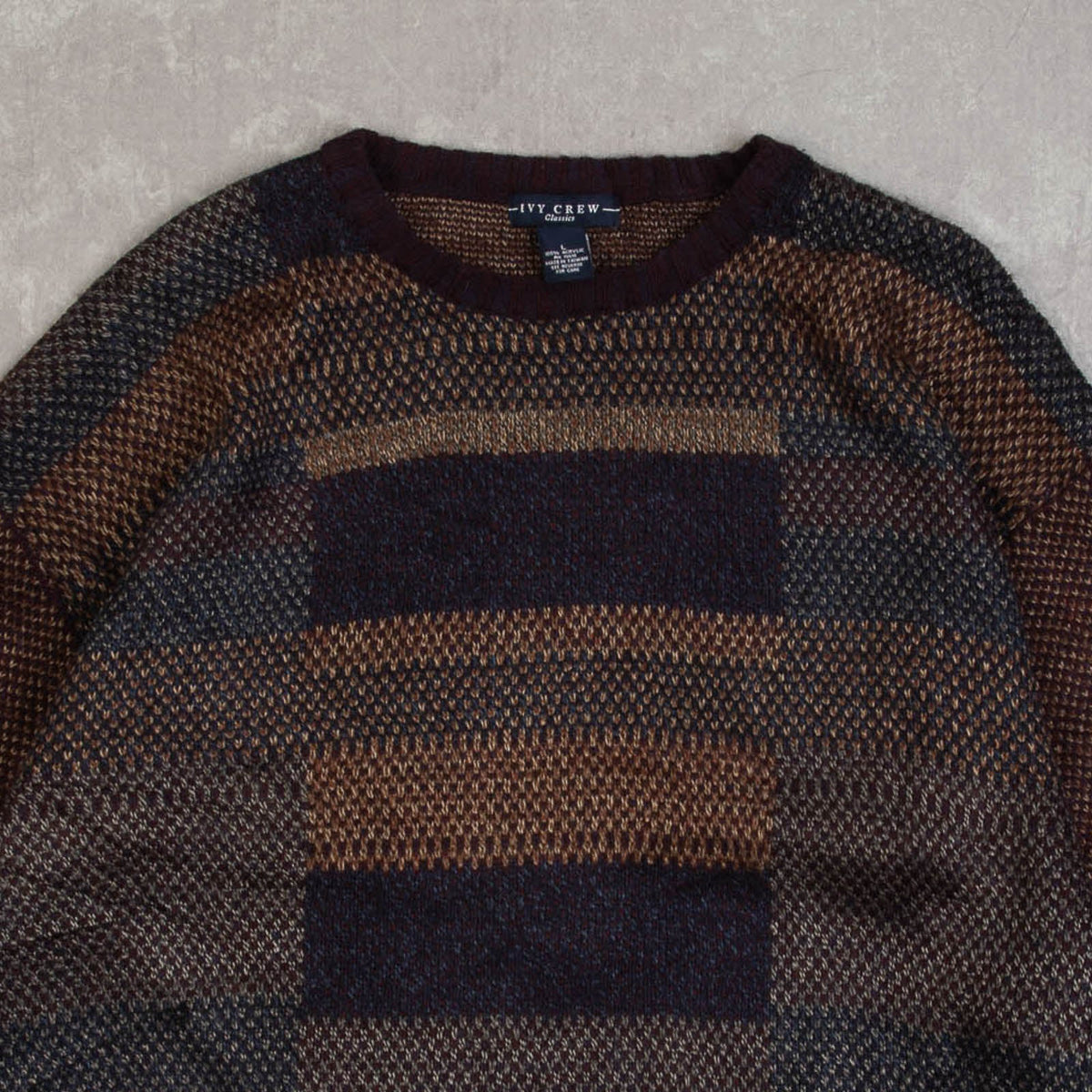 MEN'S VINTAGE 1990S PATTERNEF KNITTED JUMPER - LARGE