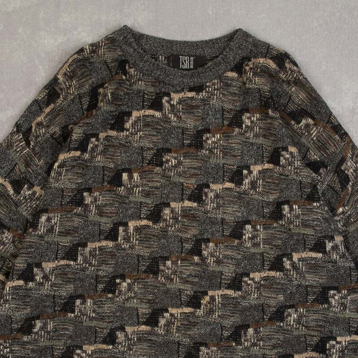 MEN'S VINTAGE 1990S STRUCTURED KNITTED JUMPER - XX-LARGE