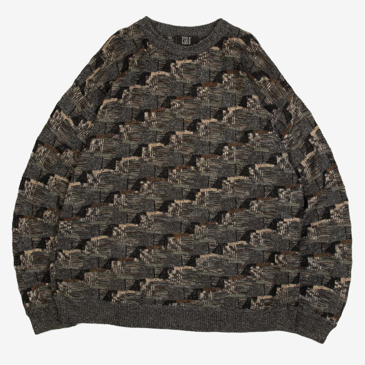 MEN'S VINTAGE 1990S STRUCTURED KNITTED JUMPER - XX-LARGE